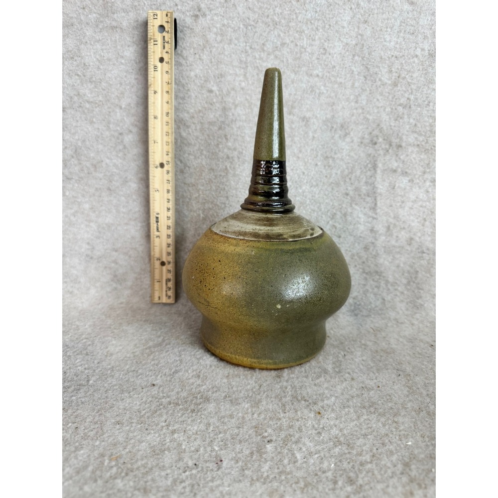 Vintage Ceramic Bud Vase Unique Glaze Earth Tones Tall Neck Decorative Art